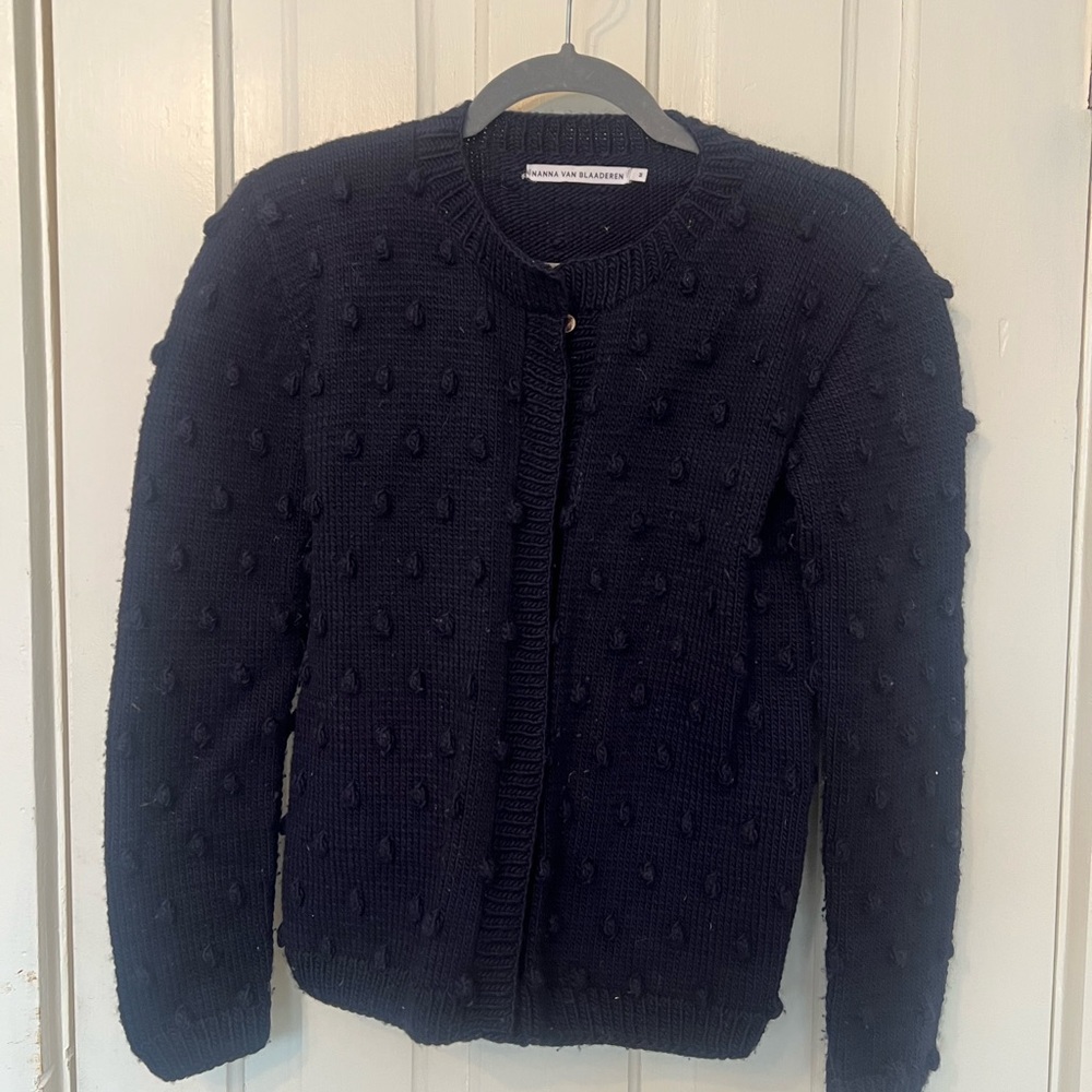 Nanna Van Blaaderen navy wool cardigan sweater.
